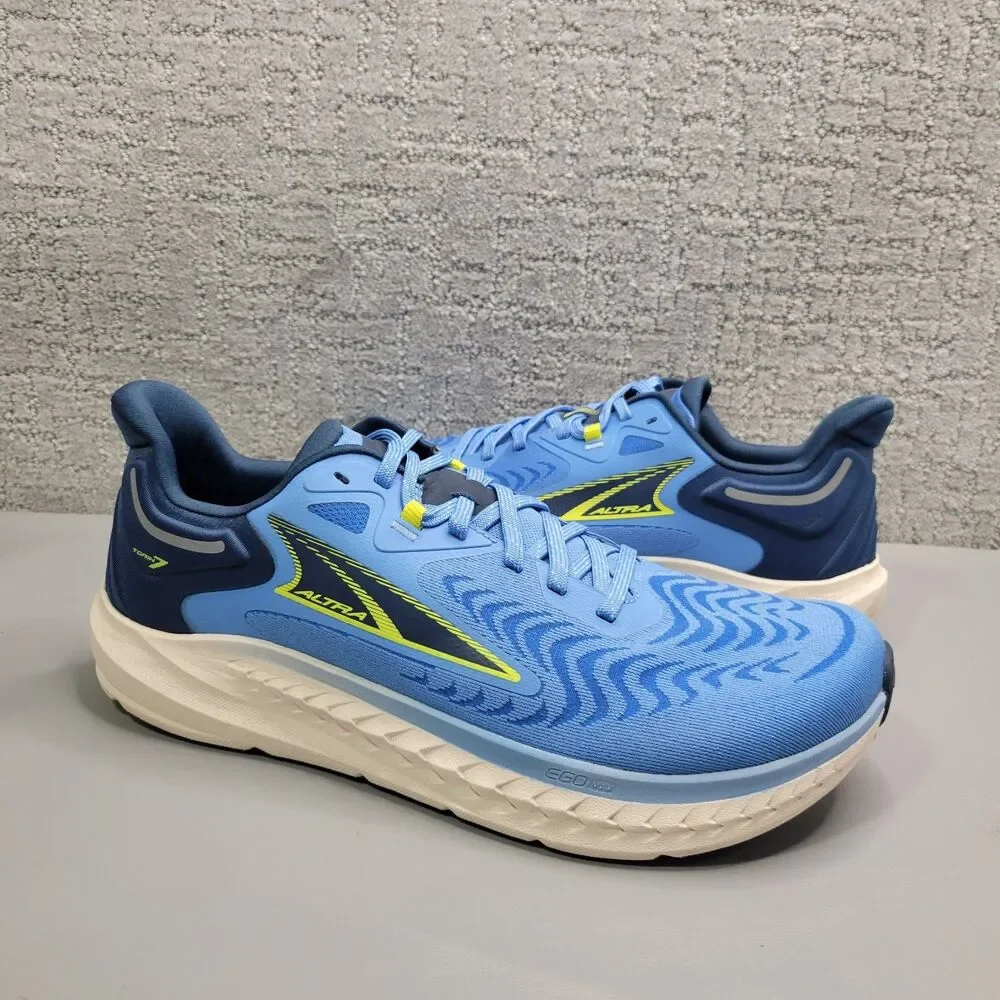 Altra Torin 7 Mens Size US 10.5 Blue White Wavy Low Top Lace Up Running Shoes